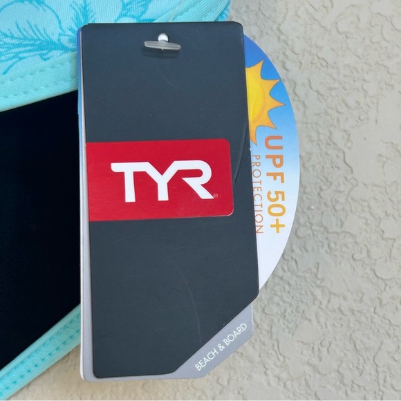 NWT TYR Boho Floral Bikini Bottoms XS Teal Blue Aqua Black UPF 50+ - Picture 3 of 6